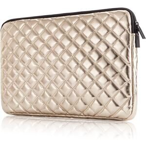 New Quilted, Padded, Velvet Lined Gold Laptop/TabletCase for 11.1 - 12 inch Size